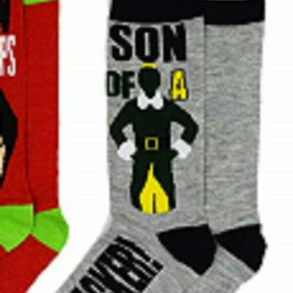ELF SON OF A NUTCRACKER 1 PR MEN'S CREW SOCKS 6-12